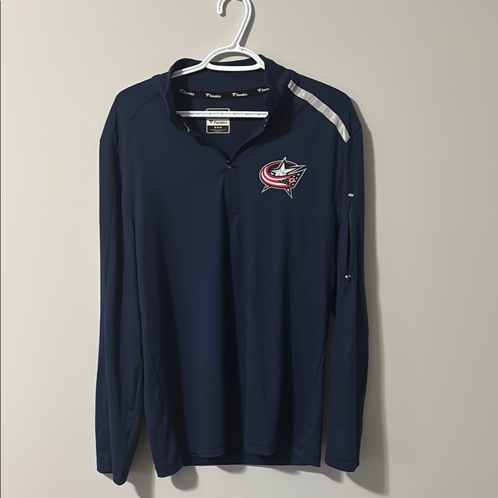 Fanatics Navy Blue Zip-Up Pullover Columbus blue jackets